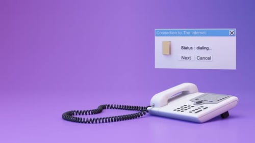 Vintage Phone Dialing Internet Connection Animation Loop