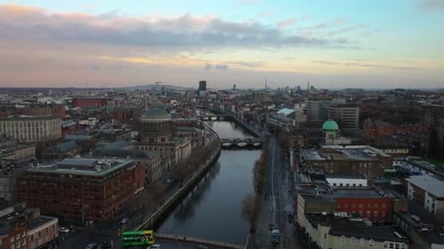 Cinematic Drone Footage flying over River Liffey - Co.Dublin - Ireland D_15