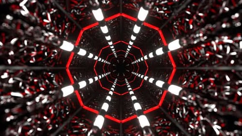 White And Red Futuristic Bright Abstract Tunnel Background Vj Loop In 4K