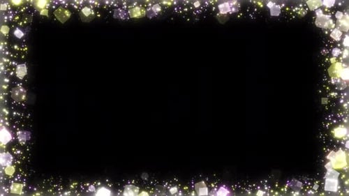 Particles Frame Animation. Square and Circle Particle Border. Looping Animated Frame. 4K.