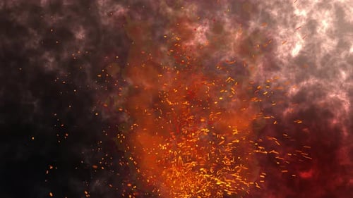 Rising Fiery Sparks and Dark Smoke Background Animation