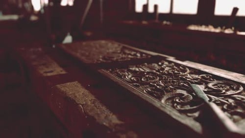 Vintage Stylized Old Carpenter Workshop Interior