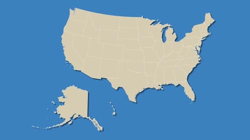 Animated US Map Highlighting Indiana State with Location Pin