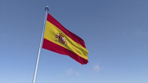 Spain Flag Waving Animation Cinematic 4K Motion Background
