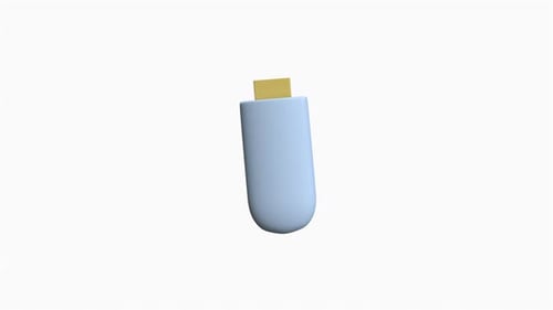 3D Animated USB Flash Drive Rotation on White Background