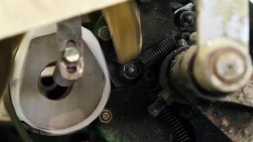 Part of A Packaging Machine in A Toilet Paper Factory. Close Up. 4K Resolution.