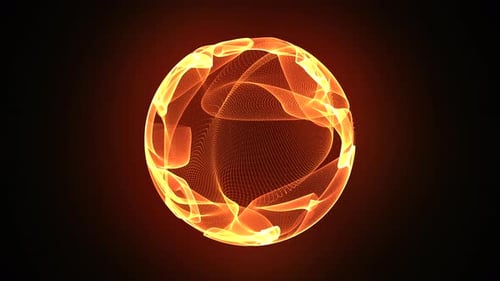 Helle goldene Kugel im Universum. Leuchtende digitale 3D-Kugel aus glänzenden goldenen Partikeln
.