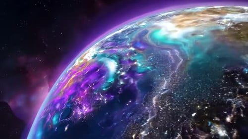 Vibrant Futuristic Rotating Planet Animation