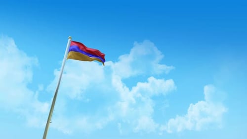 Armenian Flag Waving in Realistic 3D Sky