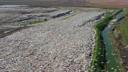 Aerial View of Large Landfill Waste Site