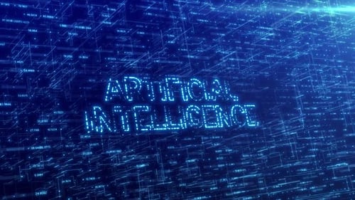 Konzept der künstlichen Intelligenz über blauem futuristischem Technologienetzwerk im Cyberspace HD