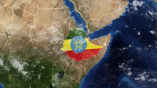 Earth Zoom to Ethiopia with Flag Animation