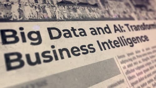 Retro Newspaper Headline Zoom on Big Data and AI