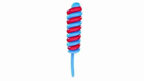 Rotating Red and Blue Striped Lollipop 3D Animation