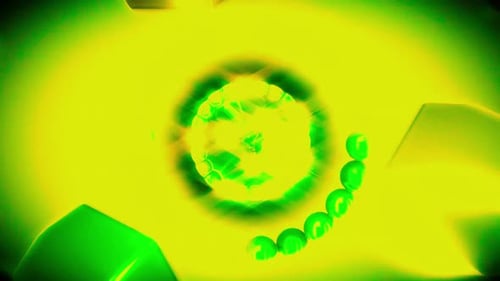 Futuristic Glowing Green Geometric Tunnel Loop Background