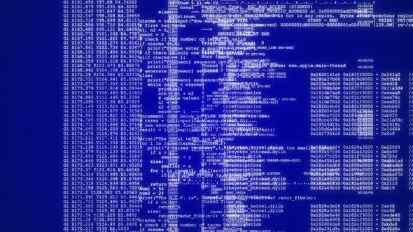 Futuristic Blue Digital Code Data Glitch Background, Backgrounds Motion ...
