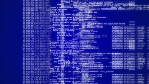 Futuristic Blue Digital Code Data Glitch Background