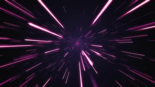 Neon Pink Hyper Speed Light Streaks Tunnel Animation