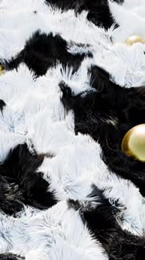 Abstract Fur Texture with Bouncing Golden Orbs