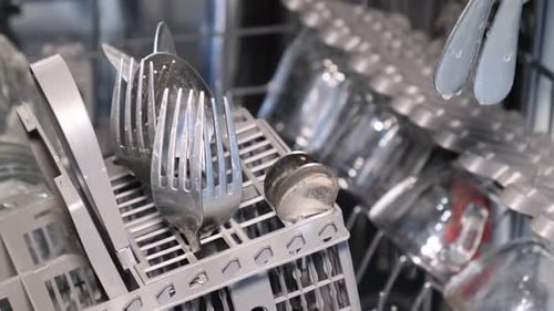 Clean Dishes and Silverware in a Dishwasher