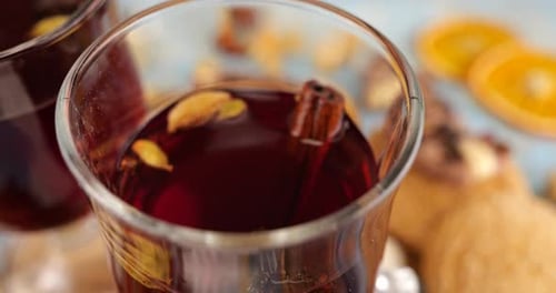 Festive Mulled Wine With Spices And Christmas Cookies