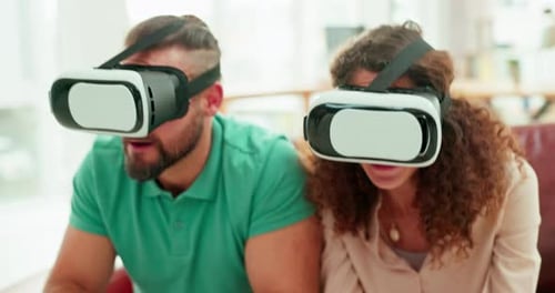 Couple Enjoys Immersive VR Gaming Experience at Home
