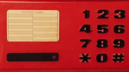 Red Retro Vintage Phone Telephone Ringing Off on Table Close Up Macro 90s Mobile Retro Smartphone