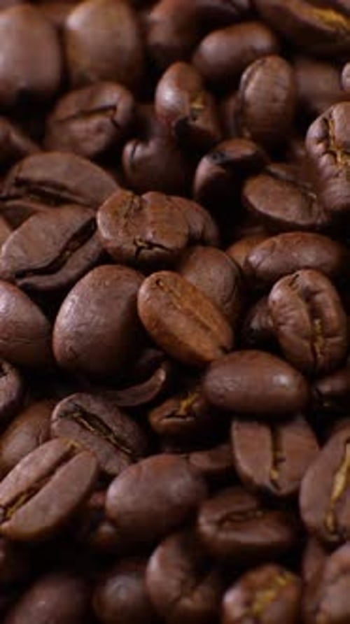 Close Up of Aromatic Roasted Coffee Beans