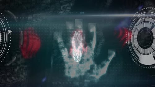Futuristic Biometric Fingerprint Scan Data Interface