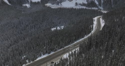 Aerial views of winding roads in the Colorado Rocky Mountains