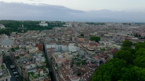 Aerial Ascending Footage of Landmarks in Historic City Centre