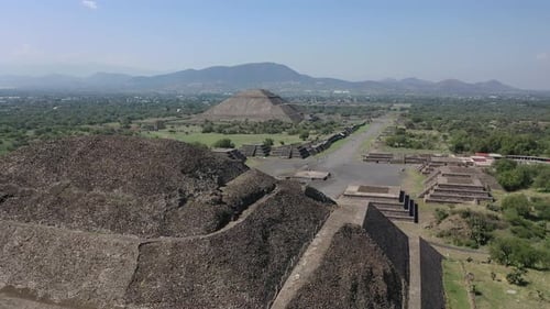 Aerial View of Ancient Pyramids of Teotihuacan Mexico