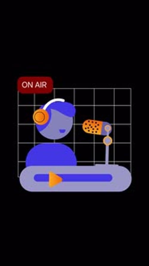 Flat Design Broadcaster with Microphone and On Air Sign