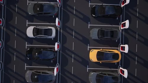 Generic Electric Car Charging At Station Dock Point In Parking Lot