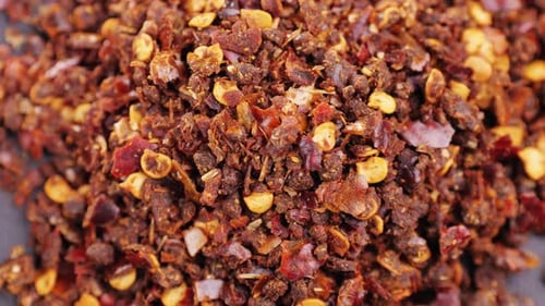 Pile of Crushed Red Pepper Flakes with Seeds
