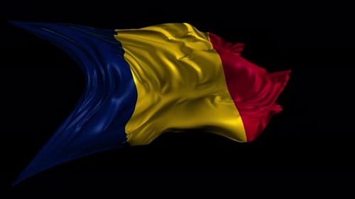 Realistic Waving Flag of Chad or Romania Overlay