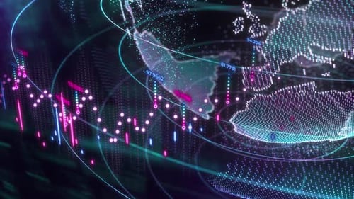 Futuristic Global Business Data Network Animation