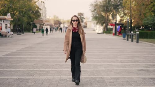 Stylish Woman Strolling Through the City