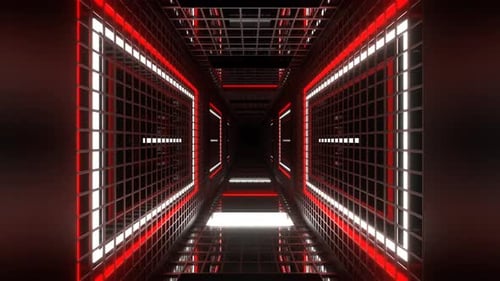 Red And White Slow Strobe Grate Tunnel Background Vj Loop In 4K