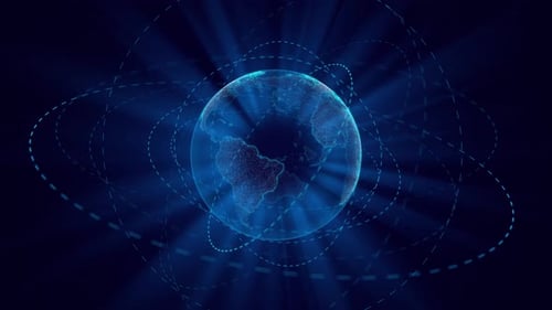 Futuristic Blue Digital Earth Globe with Network Connections