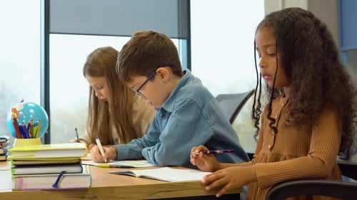 Black Schoolgirl with Book Writing School Test Education Learning and People Concept