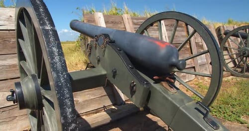 Kanone aus der Zeit des Bürgerkriegs im Old American Fort, Nahaufnahme
