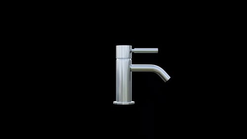 Modern Chrome Faucet Rotating 3D Animation