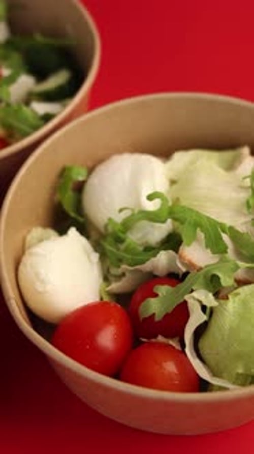 Salad from a healthy diet. Close up. Delivery