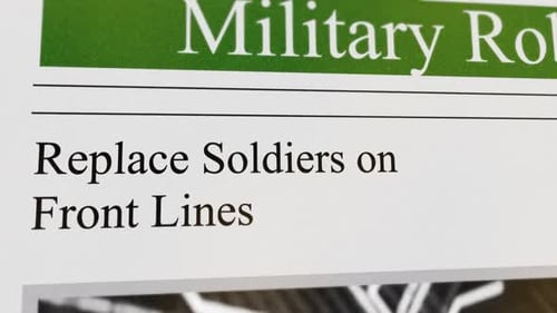 Militärroboter ersetzen Soldaten an vorderster Front Schlagzeile über digitale Zeitungspapier
