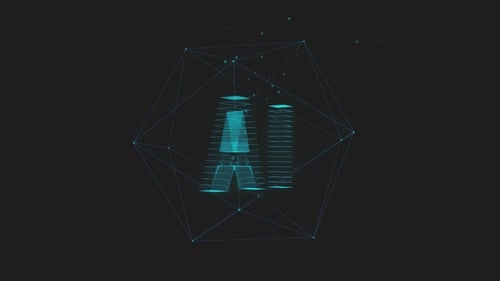 Futuristic AI Text Reveal in Digital Network Grid