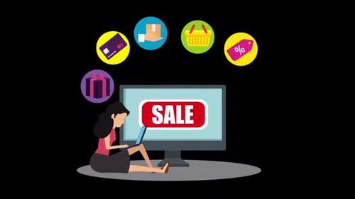 Women With Computer Ecommerce Technology Alpha Channel