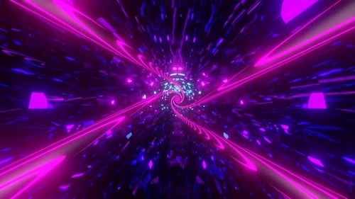 Glowing Futuristic 3D Tunnel with Cosmic Lights Reflections