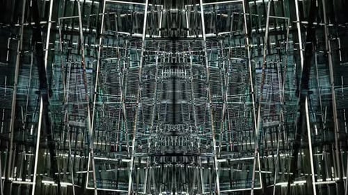Abstract Futuristic Geometric Digital Tunnel Loop