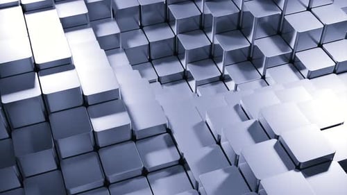 Abstract Metallic Cubes Background with Pulsating Geometric Movement